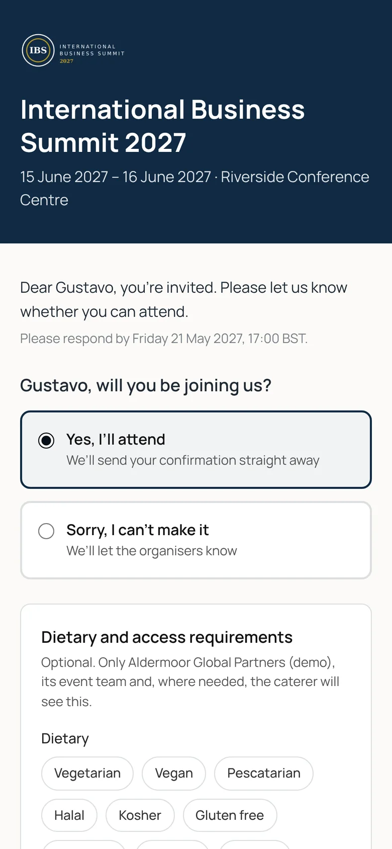 The reply form on a phone
